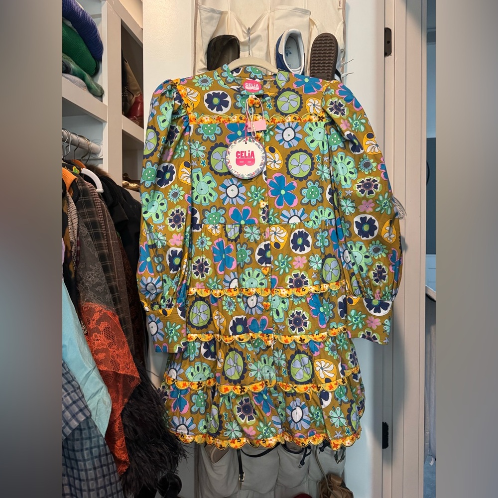 Celia B- NWT Karisismi Buttondown Multicolored Longsleeve Mini Dress - Picture 2 of 8